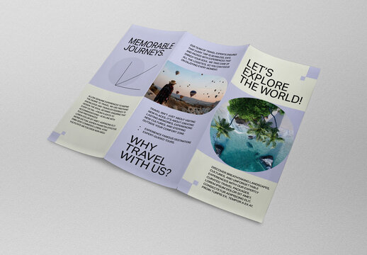Purple Utilitarian Trifold Brochure Travel Layout