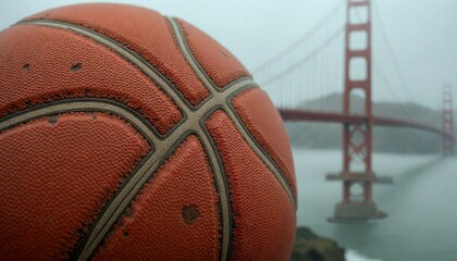 Obraz premium Basketball near Golden Gate Bridge