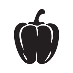 Vector illustration of a bell pepper silhouette. Black and White Bell Pepper Silhouettes, Ideal for Food Icons
