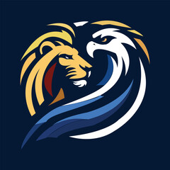 Lion Eagle Head Maskot Logo design