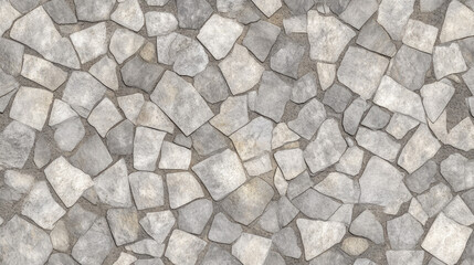 A high-resolution seamless gray cobblestone wall or road texture, designed with grungy stone patterns and natural variations.