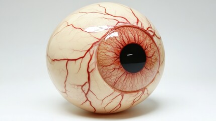 Realistic Human Eye Model with Intricate Vein Details on Isolated Background