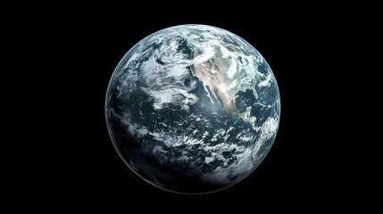 Naklejka premium High-Resolution Image of Earth Showcasing the Americas and Surrounding Oceans Against a Black Background