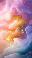 Fototapeta premium A colorful, glittery space with a pink, orange, and blue swirl