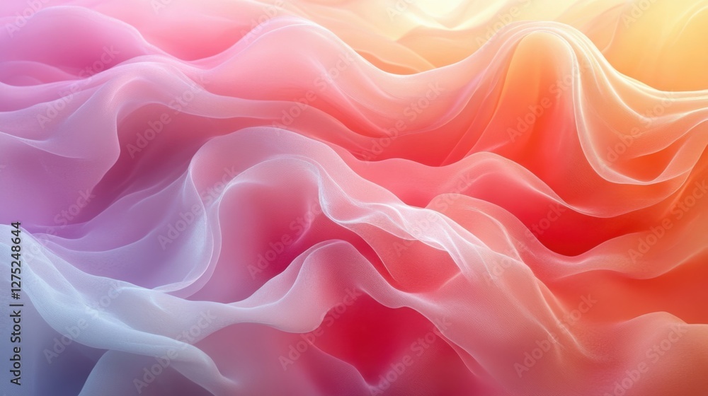 Poster Abstract Colorful Fabric Texture with Soft Waves and Pastel Gradient