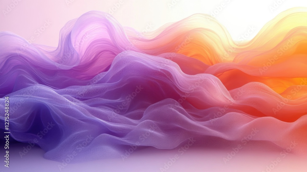 Poster abstract colorful fabric waves, draped soft texture background