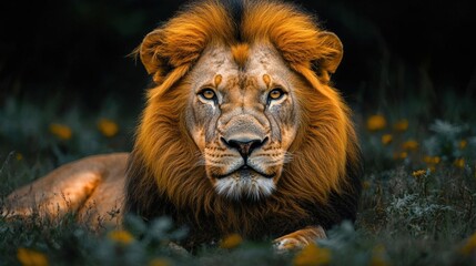 Fototapeta premium Majestic Lion Portrait In Golden Light