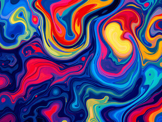 Colorful Abstract Swirls in a Visually Captivating and Dynamic Fluid Art Composition Design