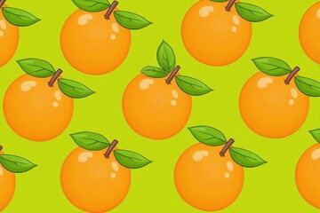 Obraz premium Group of oranges with green leaves repeating pattern