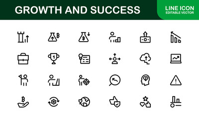 Success and Growth Icon Collection. Premium Icons for Personal Development, Growth, and Goal Achievement