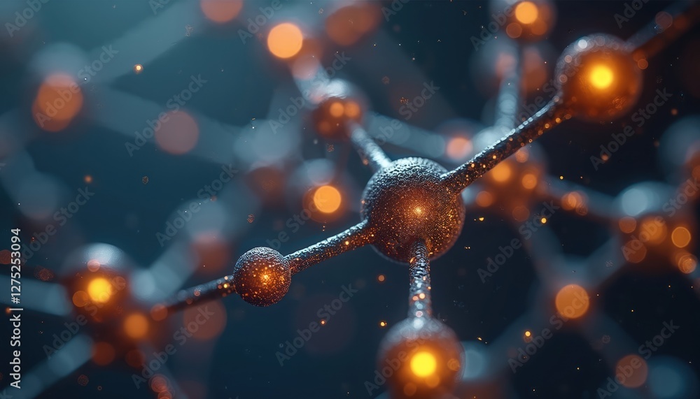 Poster close up isolated carbon molecule structure. tech, futuristic digital abstract design. modern tech g