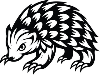 Cute and stylish pangolin Isolated silhouette vector illustration, Cute pangolin line art vector icon design