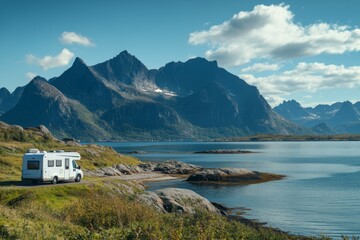 Scenic RV Camping by a Mountain Lake