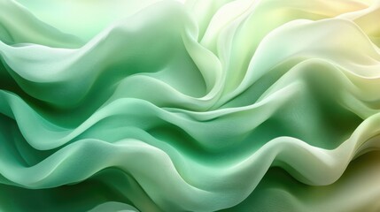 Fototapeta premium Green and White Fabric Texture with Soft Waves