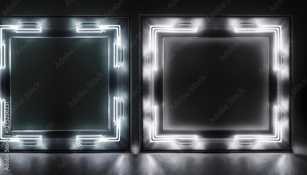 Poster neon monochrome square border with copious empty space a striking study of contrast and minimalism, 