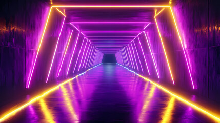 Futuristic Neon-Lit Corridor with Vibrant Colors