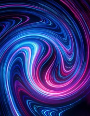 サイバーな光が交差する、近未来的なデジタルテクスチャの渦巻きデザイン
