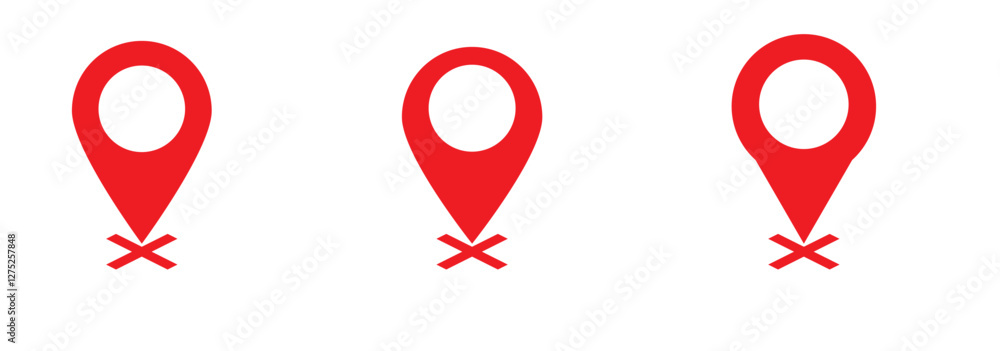 Poster navigation pin icons. vector set in filled and line style.