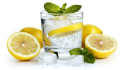Refreshing Lemon and Mint Sparkling Water Drink