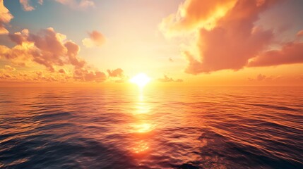 Obraz premium 海の夕日と壮大な風景