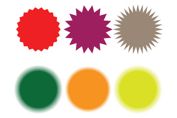 set of Sunburst sticker, price, label and badge and stamp icon, vector illustration.