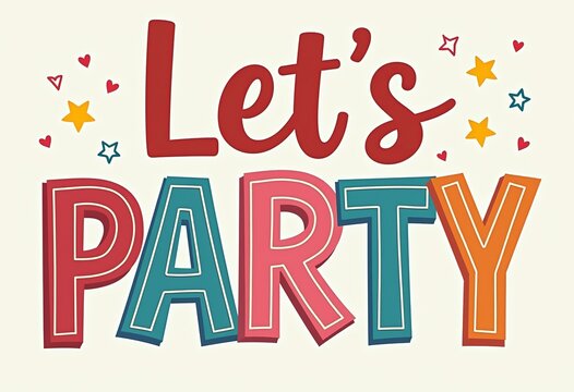 Birthday Celebration Vector Frames: "Let's Party" Text Design with Each Letter in a Unique Frame, Ideal for Creating Invitations, Banners, and Decorations for Baby Birthday Parties. Add a Personalized