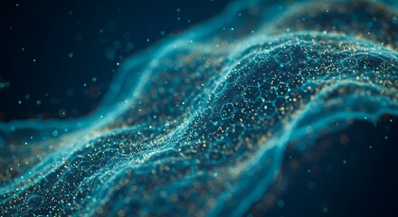 Abstract Network Flowing with Data Points Representing Connectivity and Technology