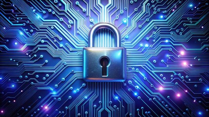 Digital Security A Padlock on a Glowing Circuit Board Representing Data Protection and Online Safety
