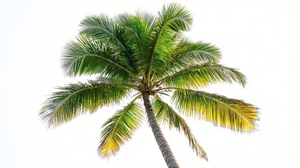 Tropical palm tree against white sky