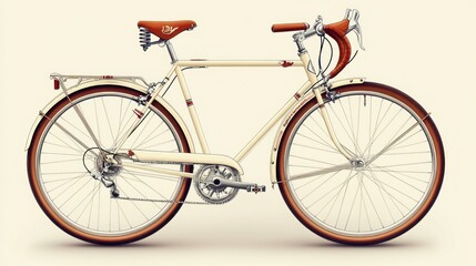 Fototapeta premium Classic cream bicycle studio shot, vintage design, isolated background, travel poster