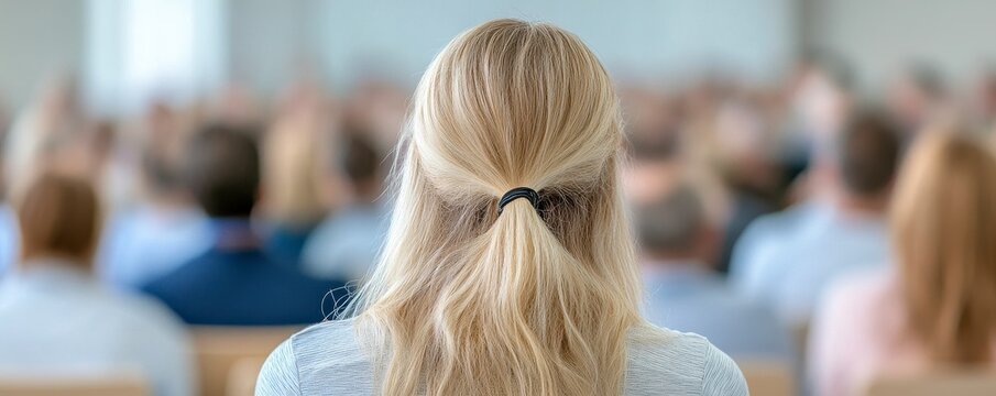 Blonde Woman in a Large Audience
