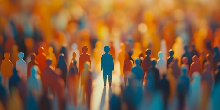 Crowd Leader, Sunset, Abstract, Diversity, Concept
