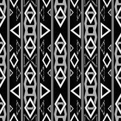 Seamless african vertical aztec pattern black white