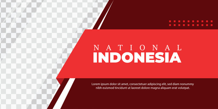 Indonesian august 17th celebration banner, abstract modern red background