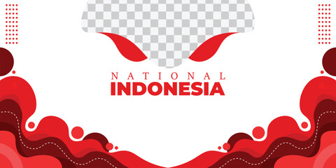 Indonesian august 17th celebration banner, abstract modern red background