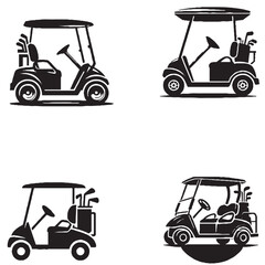 "Detailed Vector Art Featuring the Golf Cart Silhouette Isolated on White Background"