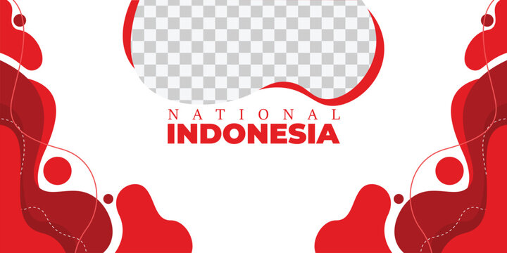 Indonesian august 17th celebration banner, abstract modern red background