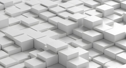 Abstract White Cubes Background Minimalist Design with Modern Geometric Pattern