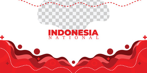 Indonesian august 17th celebration banner, abstract modern red background
