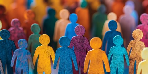 Diverse Crowd Colorful Figures Close-up