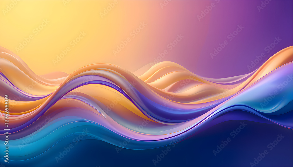 Poster smooth flowing curves creating a futuristic landscape.