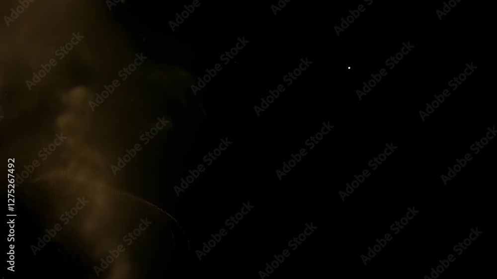 Poster Abstract dynamic cloud of dust particles dispersing against black background in explosion