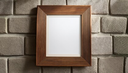 Brown wooden frame accentuating an absent portrait, adding rustic elegance to any interior space, evoking a sense of timeless charm and subtle mystery.