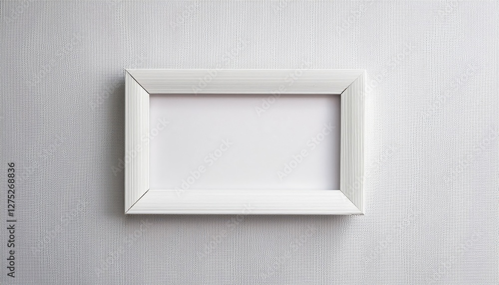 Poster minimalist white frame against textured wall mockup modern flat lay composition highlighting horizon