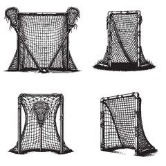 Vector Silhouette of a Lacrosse Goal on White Background"