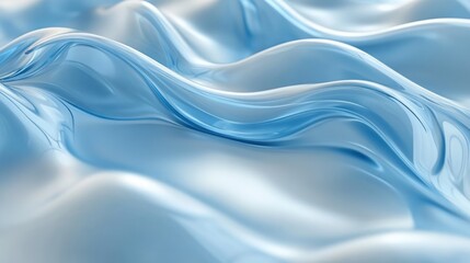 Naklejka premium Blue liquid flowing, abstract background, 3D render, cosmetic ad