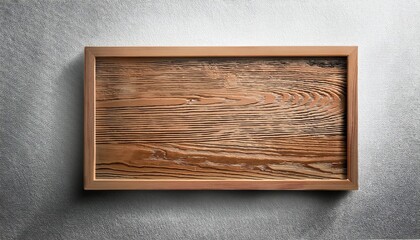 One wooden rectangular horizontal frame showcasing a clean minimalist design, elegantly displayed against a textured white wall backdrop, creating a modern and refined ambiance in a contemporary