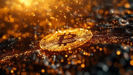 holographic of bitcoin and cryptocurrency, blockchain in futuristic style.