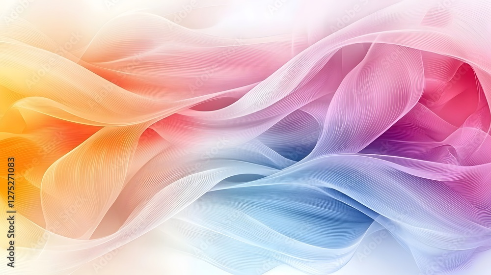 Poster A mesmerizing abstract background featuring flowing colorful waves blending vibrant hues of pink orange and blue creating a serene yet dynamic visual composition