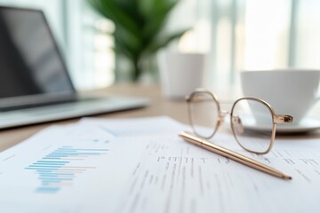 Financial Documents and Office Supplies on Desk